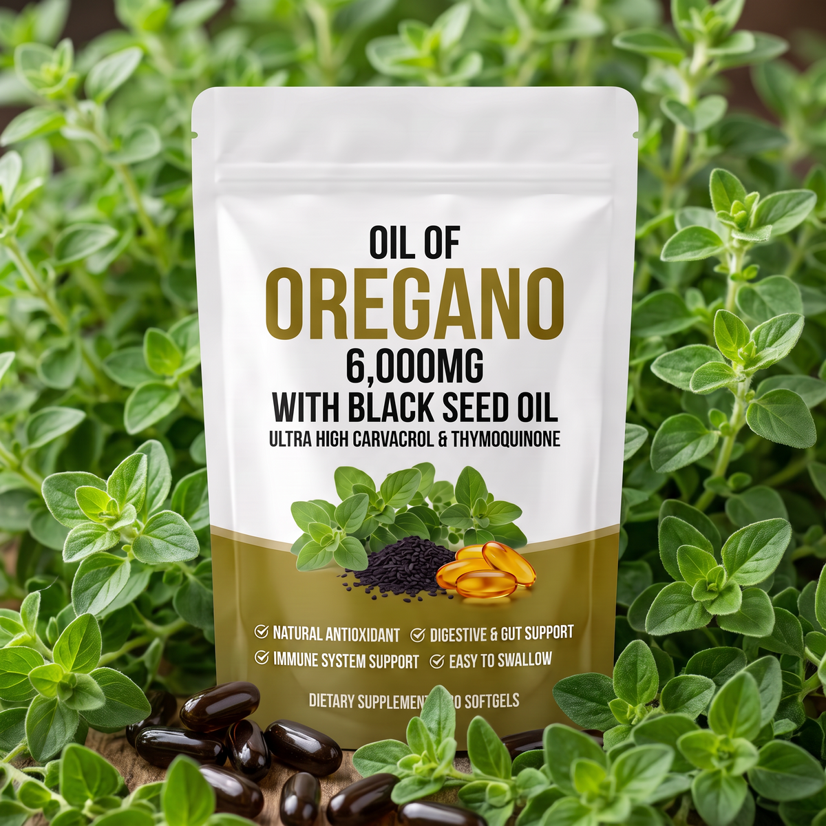 Oil of Oregano 6,000mg with Black Seed Oil